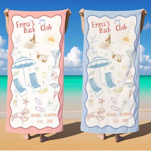 Personalized Bachelorette Beach Towel,Beach Bachelorette Party Gifts,Custom Matching Bridesmaid Towels,Girls Trip Gift,Summer Vacation
