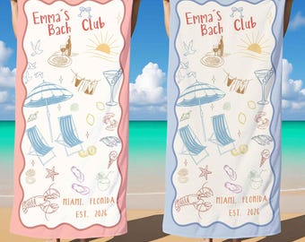 Personalized Bachelorette Beach Towel,Beach Bachelorette Party Gifts,Custom Matching Bridesmaid Towels,Girls Trip Gift,Summer Vacation