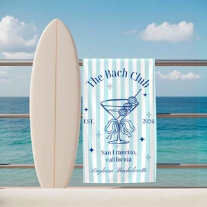 Personalized Bachelorette Beach Towel,Custom Bridesmaid Proposal Gift,Wedding Gift for Bride,Bach Club Towel,Bride Pool Towel image 9
