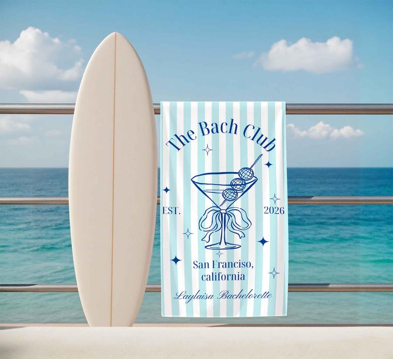 Personalized Bachelorette Beach Towel,Custom Bridesmaid Proposal Gift,Wedding Gift for Bride,Bach Club Towel,Bride Pool Towel image 9