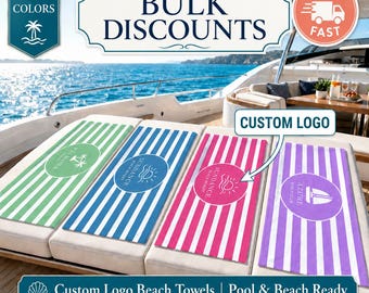 Custom Logo Beach Towel,Personalized Pool Towel,Business Hotel Spa Gift,Quick Dry Towel,Ships from US,Corporate Resort Branding,Summer Gift