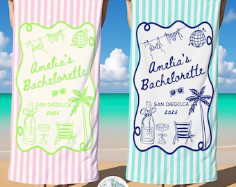 Personalized Bachelorette Beach Towel,Bridesmaid Pool Towel,Coastal Bride Tribe Gift,Girls Trip 2026,Quick Dry,Lightweight,Summer Vacation