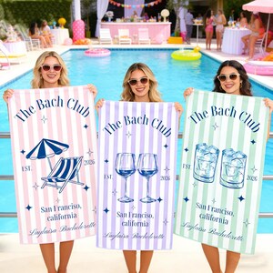Personalized Bachelorette Beach Towel,Custom Bridesmaid Proposal Gift,Wedding Gift for Bride,Bach Club Towel,Bride Pool Towel image 17