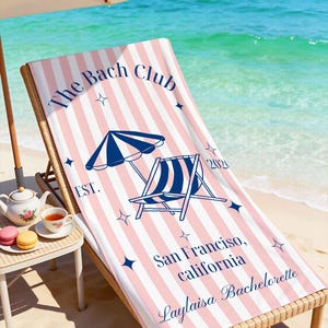 Personalized Bachelorette Beach Towel,Custom Bridesmaid Proposal Gift,Wedding Gift for Bride,Bach Club Towel,Bride Pool Towel image 14