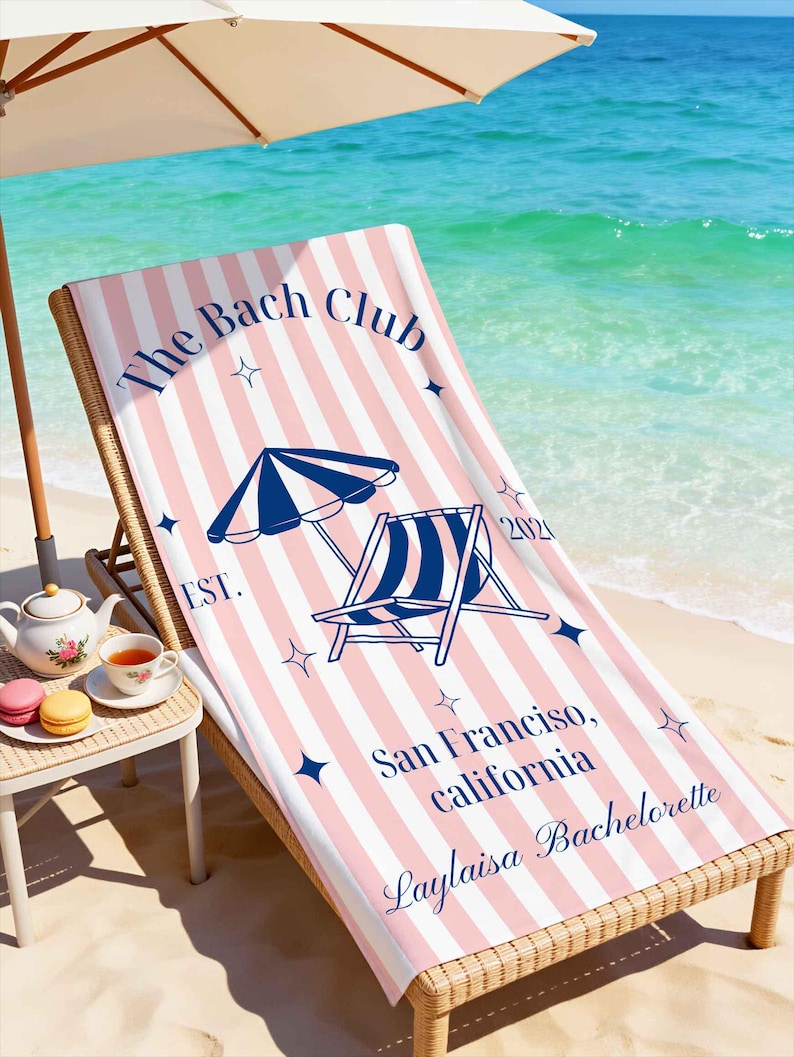 Personalized Bachelorette Beach Towel,Custom Bridesmaid Proposal Gift,Wedding Gift for Bride,Bach Club Towel,Bride Pool Towel image 14