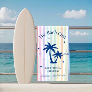 Personalized Bachelorette Beach Towel,Custom Bridesmaid Proposal Gift,Wedding Gift for Bride,Bach Club Towel,Bride Pool Towel image 7