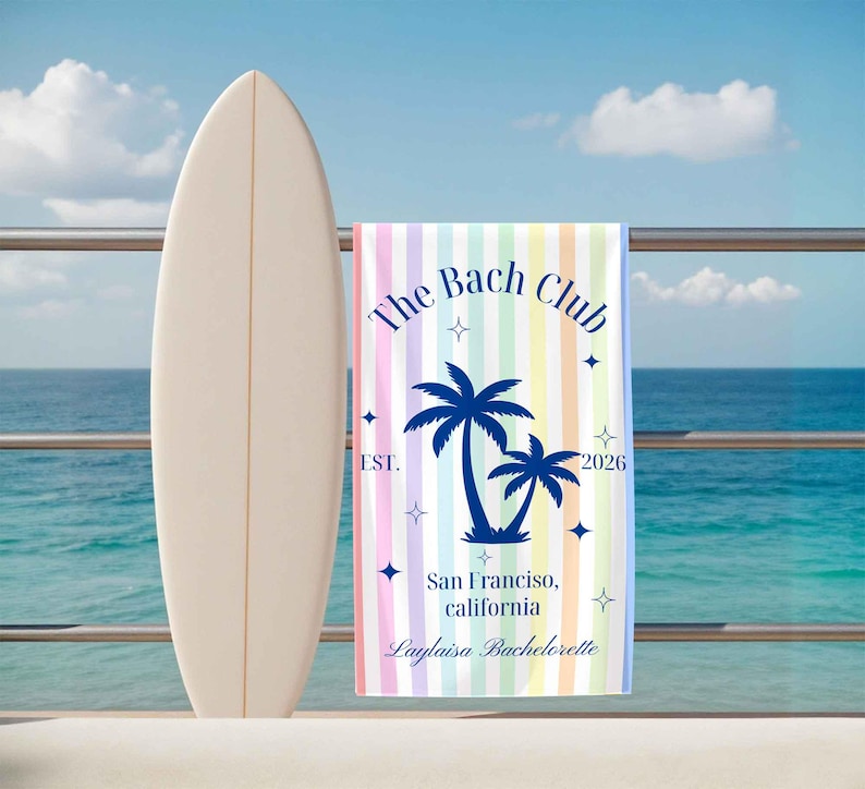 Personalized Bachelorette Beach Towel,Custom Bridesmaid Proposal Gift,Wedding Gift for Bride,Bach Club Towel,Bride Pool Towel image 7