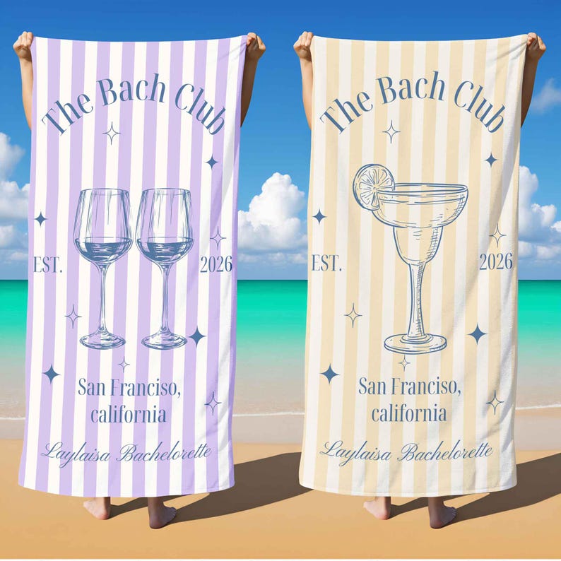 Personalized Bachelorette Beach Towel,Custom Bridesmaid Proposal Gift,Wedding Gift for Bride,Bach Club Towel,Bride Pool Towel image 4