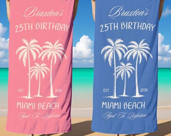 Custom Birthday Beach Towel:Personalized Vacation Gift,Perfect Summer Essential for Beach Trips,Pool Parties,Birthday Celebration