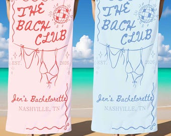 Custom Disco Bach Club Beach Towel,Personalized Bachelorette Party Favors,Bridal Shower Gift,Pool Party Towel,Girls Trip 2026