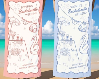 Custom Bachelorette Beach Towel,Bridal Shower Towel,Perfect for Summer Beach Days,Pool Parties,Bachelorette Weekend&Girls Getaway Gift