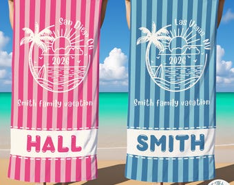 Custom Family Vacation 2026 Beach Towels,Group Trip 2026 Beach Towels,Summer Vacation Gift,Beach Family Friends Girls Besties Sisters Trip