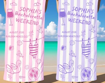 Custom Name Bachelorette Beach Towel,Personalized Bride Beach Towels,Summer Vacation Gift,Honeymoon/Bachelorette Trip,Bridal Shower Gift