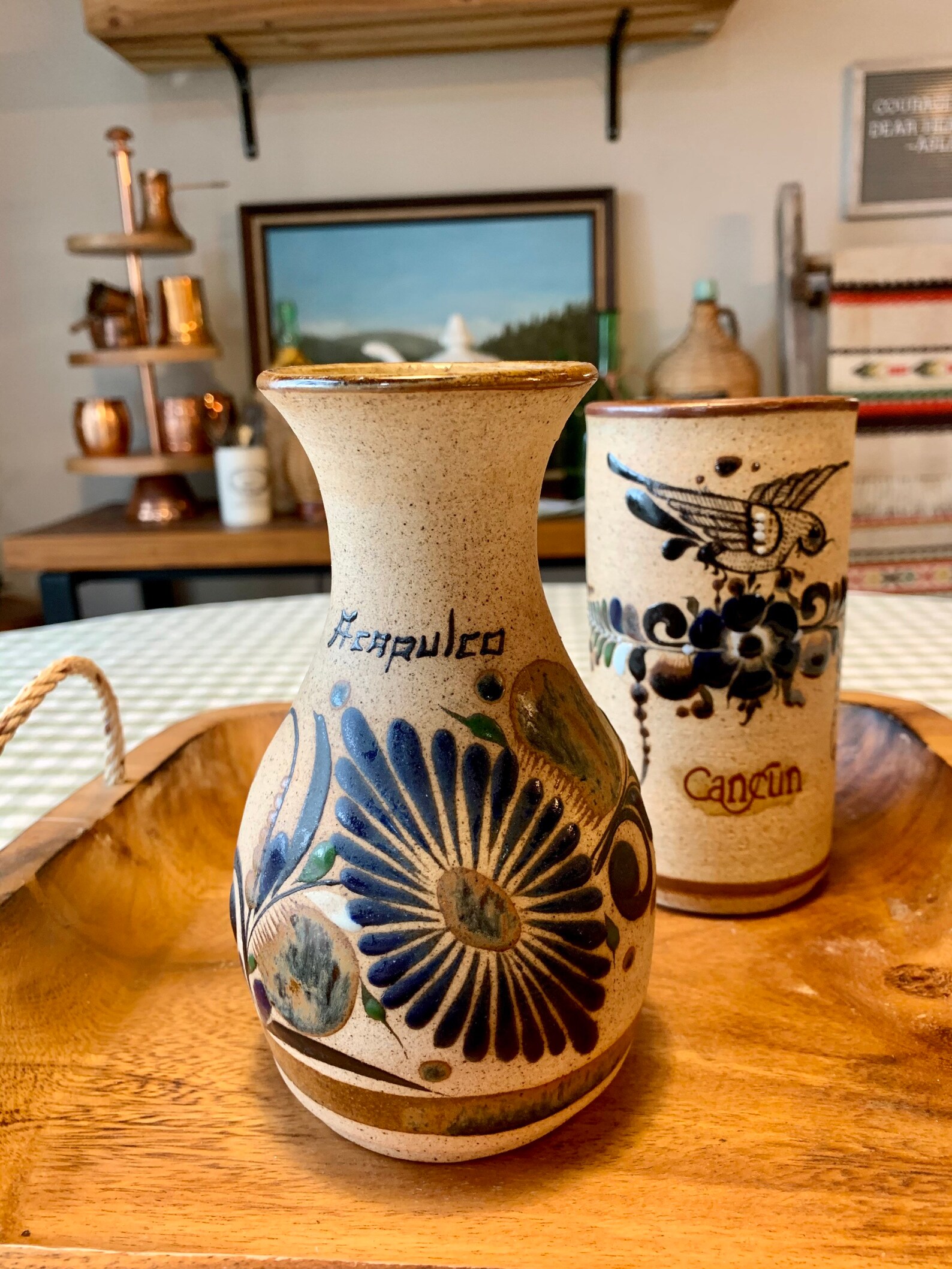 Two Handmade Mexican Souvenir Vases Signed ZMex Acapulco Etsy