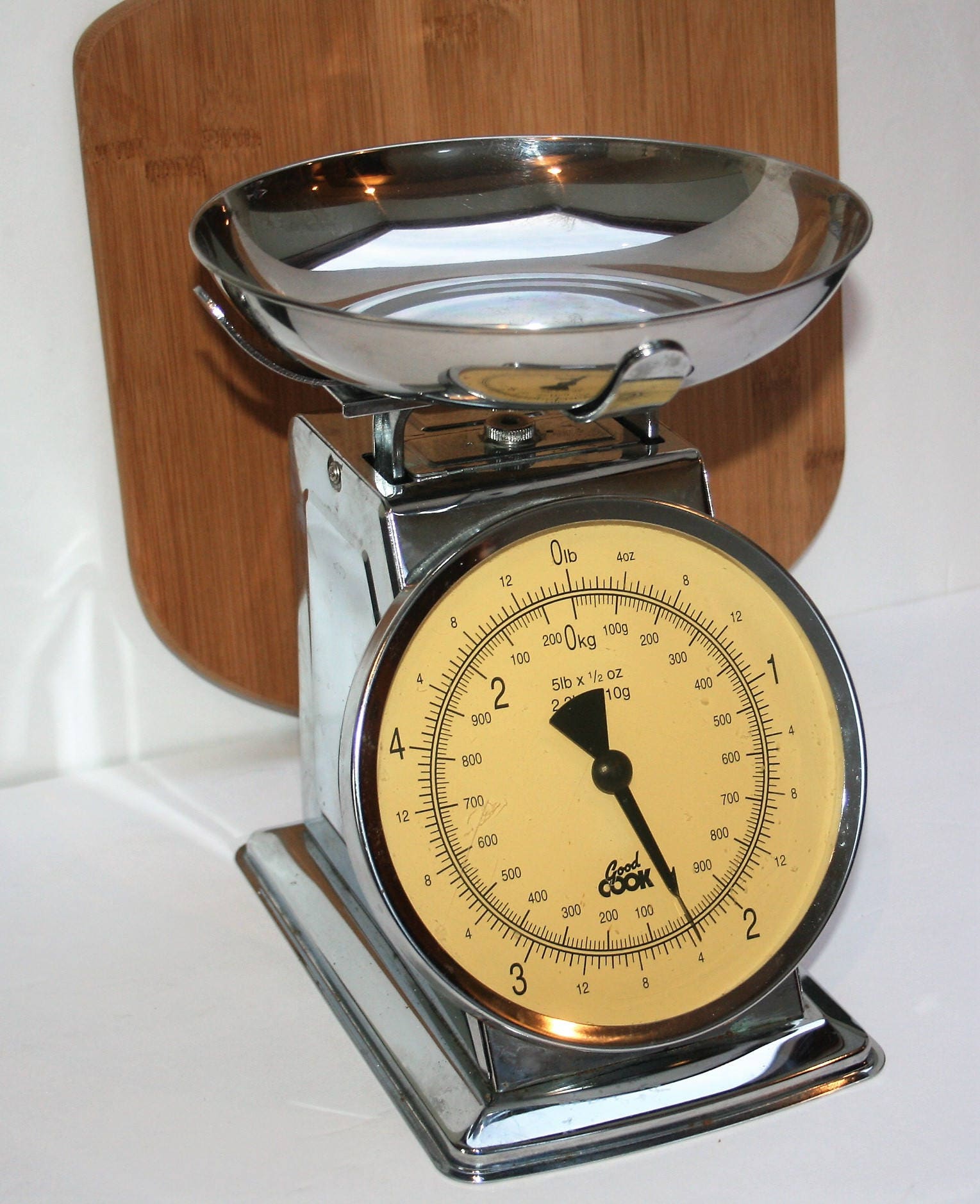 Vintage Good Cook Kitchen Scale Chrome 5 Lbs Yellow Cream Color Farmhouse  Kitchen Decor 