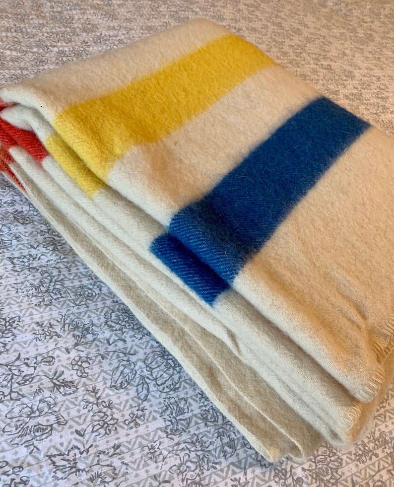 Vintage Golden Dawn All Wool Stripe Blanket JC Penney Co Inc Etsy