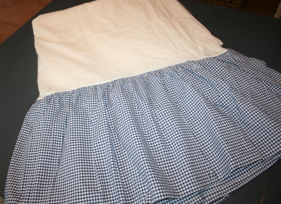 Pottery Barn Twin Bed Skirt Navy White Gingham Checkered Plaid Etsy