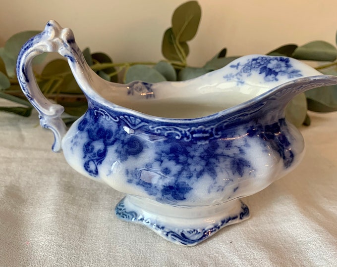 Rare Antique Flow Blue Gravy Boat Alfred Meakin England Etsy