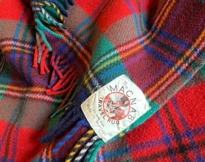 Vintage Mcnab Travel Rug Wool Throw Tartan Plaid Red Green Etsy