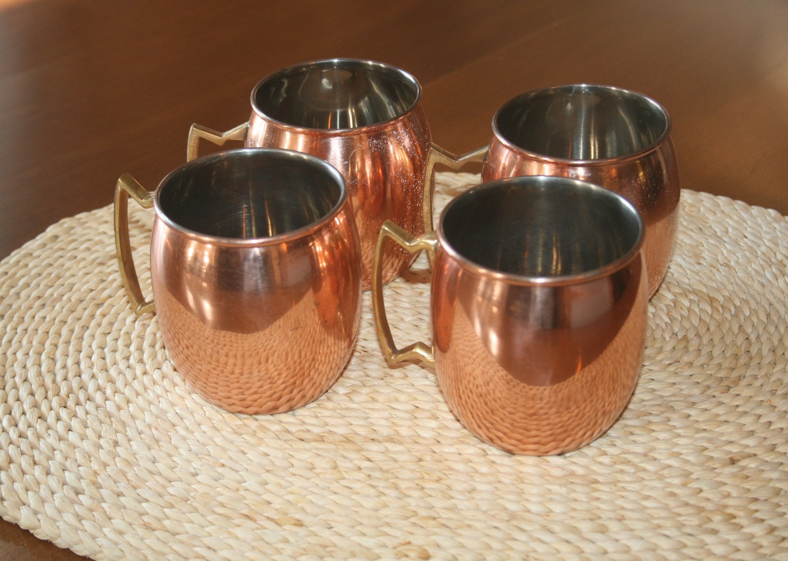 Four 4 Vintage Copper Moscow Mule Mugs Brass Handle 2 ODI Old Etsy
