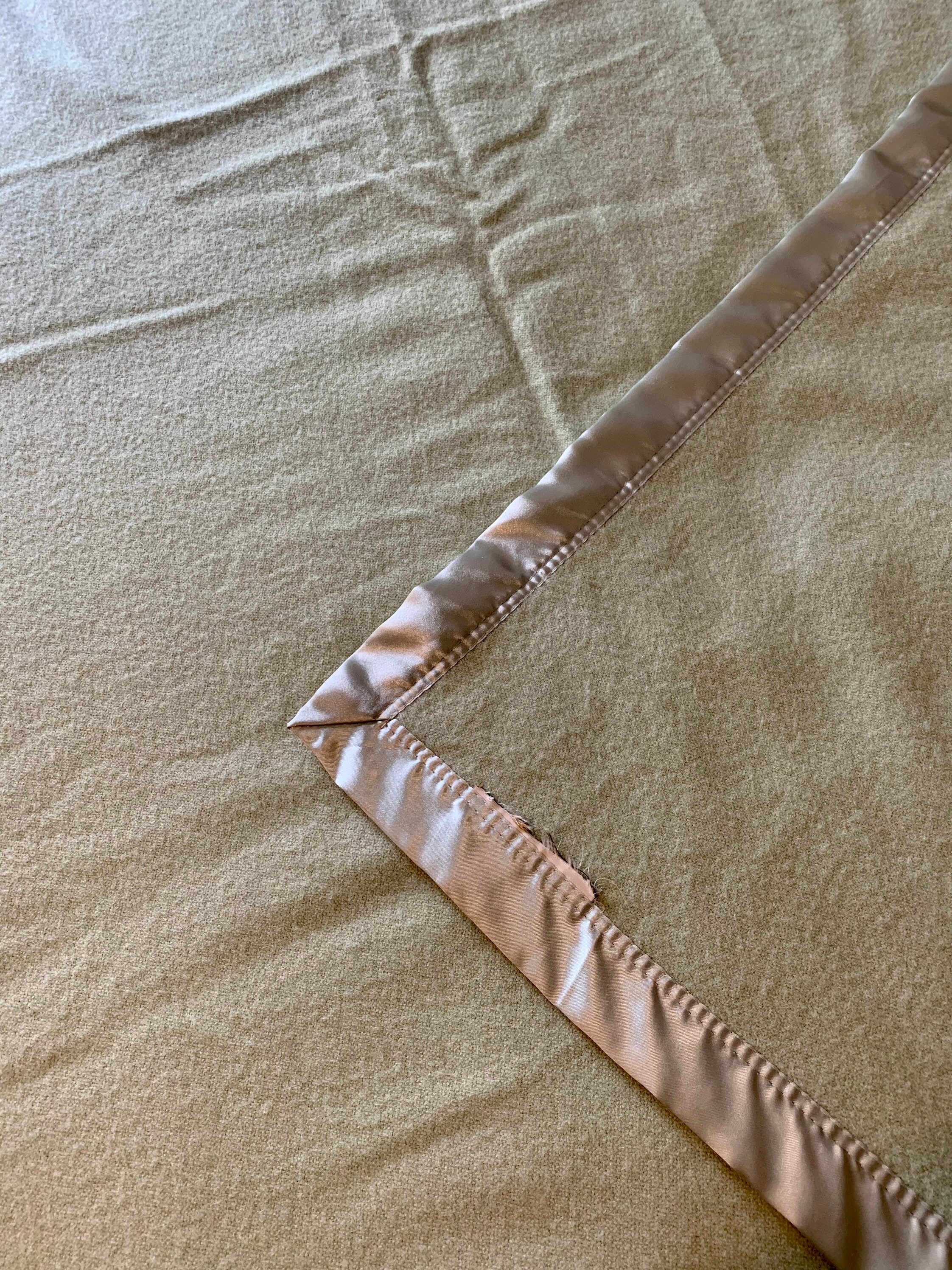 Vintage Twin/full Sage Green Wool Blanket Satin Trim Great Etsy