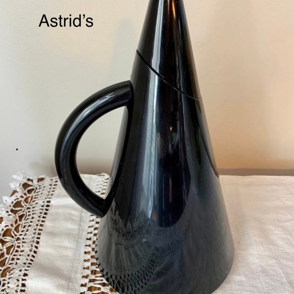 Vintage 1987 Boda Nova Ulf Hanses Black Thermal Carafe Sweden Conical Modern Coffee Server Thermos Eames Era Minimalist Design SALE