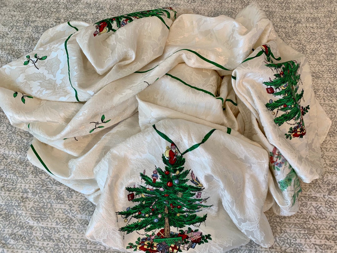 Spode Christmas Tree Tablecloth Cotton Polyester 60 X 102 Great