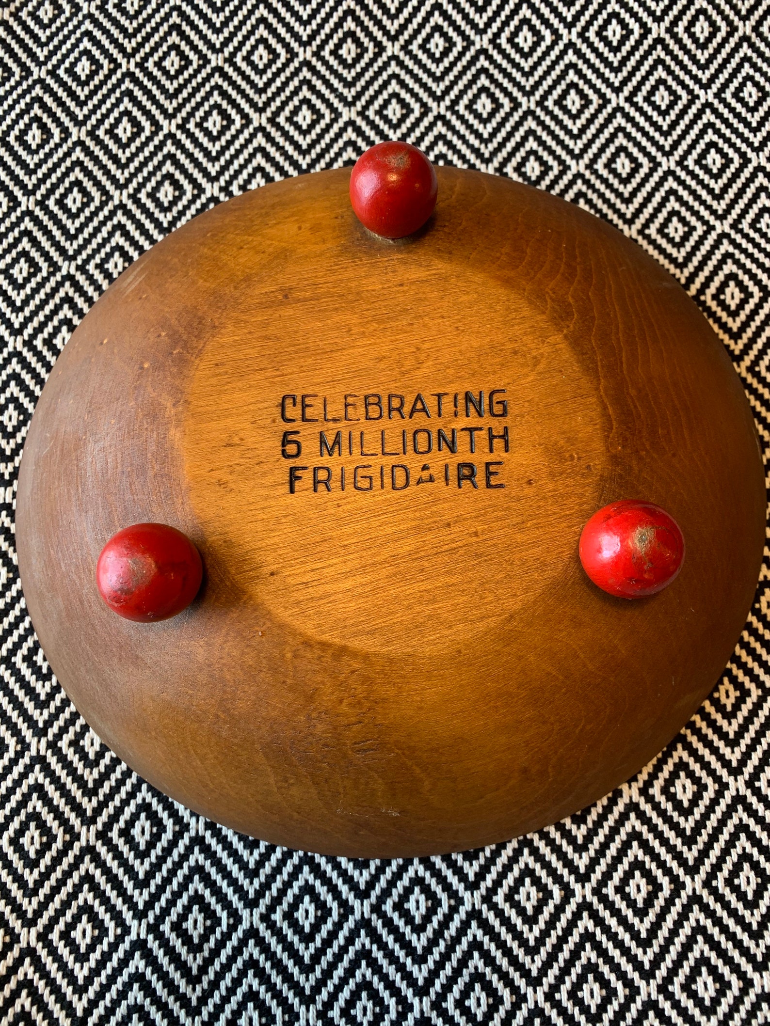 Vintage 1939 Frigidaire Promo Wood Bowl Red Feet Munising Wood Etsy