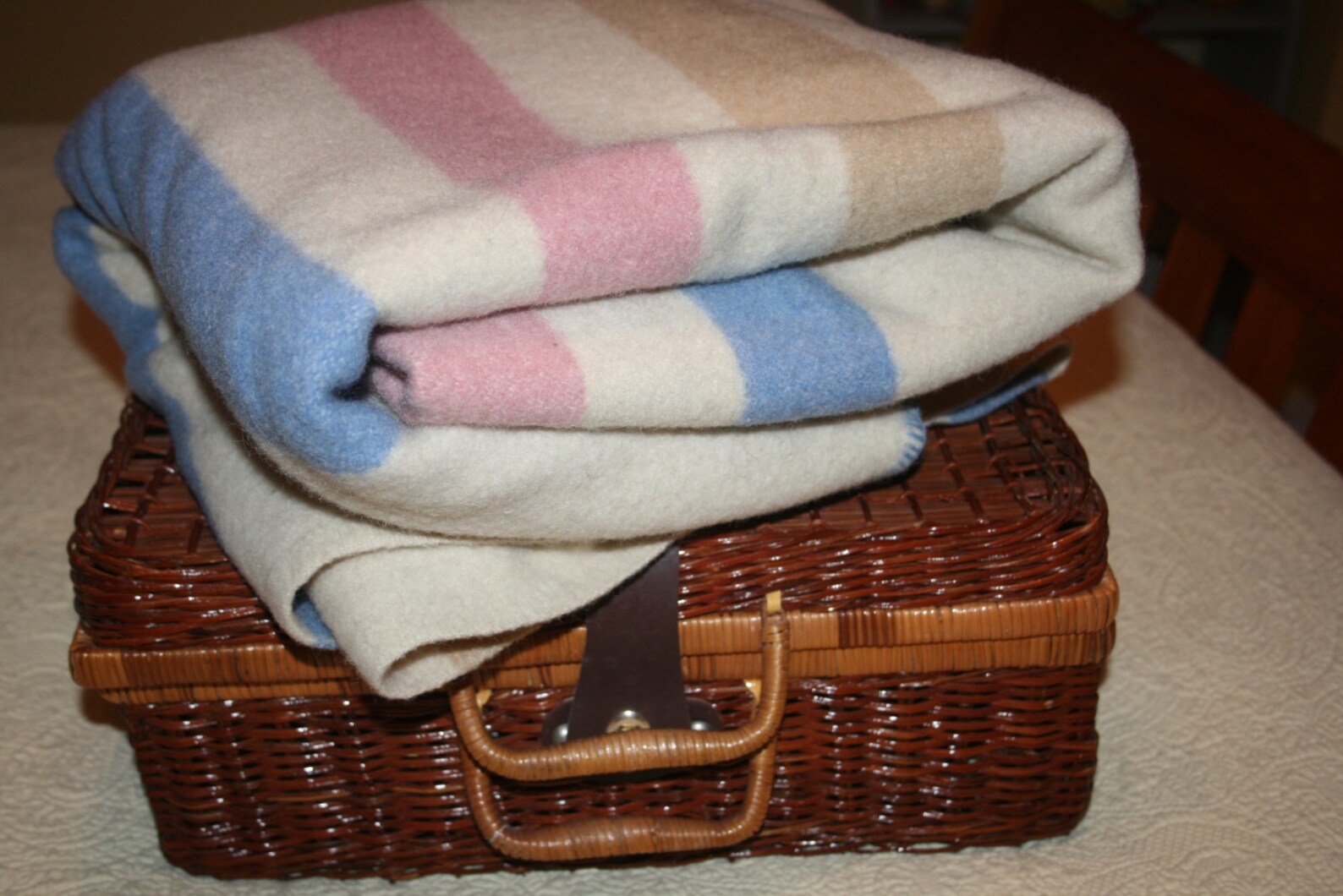Vintage Pearce Woolrich Wool Blanket Hudson Bay Camp Blue Pink Etsy