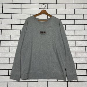 May include: A grey sweatshirt with the word "ARCHES" printed in black across the chest. The long-sleeved top is hanging on a wooden hanger against a white brick wall.