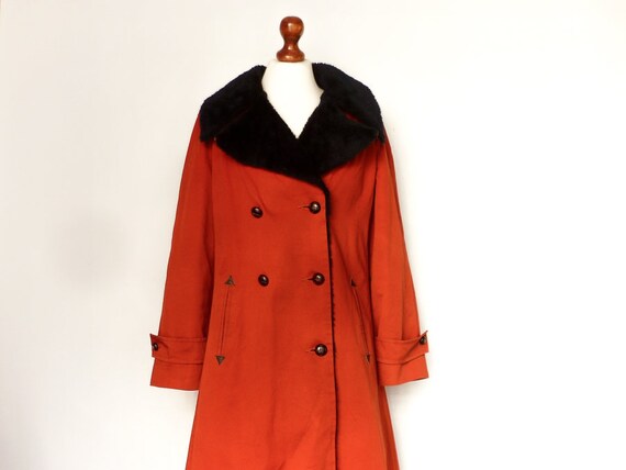 Vintage Red Trench Coat / 90s Coat Oversized / Dou
