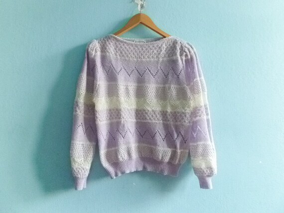 Vintage Crochet Sweater Top Jumper / Crocheted / L