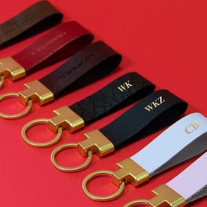 Personalized Leather Keychain – Custom Engraved Keyring Handmade Gift