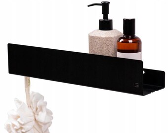 Estante adhesivo para ducha, organizador de baño de aluminio con recubrimiento de polvo negro, 40 cm
