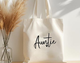 Tante draagtas, minimalistische schoudertas met schrifttekst voor vrouwen, cadeau voor tante, boodschappentas voor dagelijks gebruik