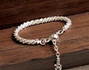 Minimalistische zilveren kettingring, verstelbare open stapelring, sierlijke statementsieraden, verjaardagscadeau voor haar