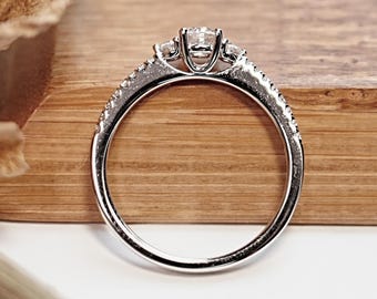 Sierlijke ring verzilverde minimalistische verlovingsring voor vrouwen, elegante beloftering, jubileumcadeau voor haar