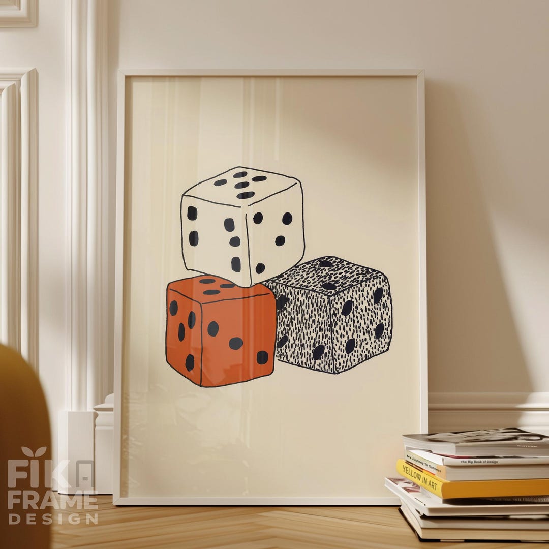 Stacked Dice Wall Art, Modern Abstract Dice Illustration, Neutral Boho ...
