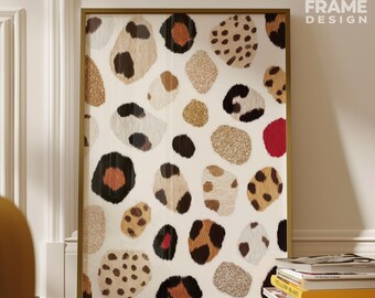 Leopard Print Abstract Wall Art , Modern Animal Pattern Poster , Chic Minimalist Jungle Decor , Trendy Digital Download