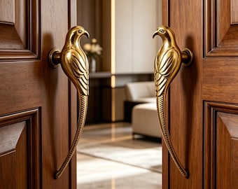 Tirador de latón con forma de pájaro / Tirador de armario vintage con forma de pájaro de cola larga / Tirador de cajón dorado con forma de pájaro / Herrajes de latón antiguo para muebles de cocina