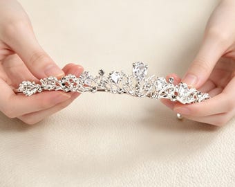 Tiara nupcial Corona nupcial Tiara de boda Corona de quinceañera Corona nupcial de cristal Corona de princesa Tiara de princesa Corona de comunión Corona de cumpleaños
