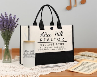 Realtor Tote Bag,Personalized Business Tote Bag,Custom Real Estate Agent Gift,Bulk Business Logo Realtor Swag Real Estate Tote Bag