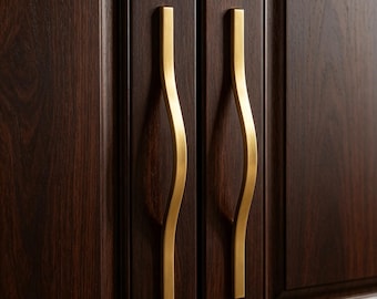 Tiradores ondulados para armarios, tiradores modernos de aluminio para cajones, tiradores curvos para cómodas en negro/dorado/gris, herrajes minimalistas para armarios de cocina.