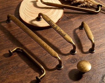Tirador de latón vintage para armario, tiradores de bronce antiguo para cajones, herrajes rústicos para cocina, tiradores para cómoda estilo granja, tirador para muebles de estilo moderno de mediados de siglo.