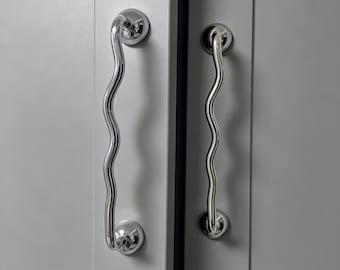 Tirador ondulado para armario, tirador pulido para cajón, herrajes únicos para muebles con forma de onda, tirador moderno para armario de cocina, tirador para puerta de baño, decoración bohemia