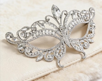 Máscara de mariposa de cristal para mujer, máscara para fiesta de graduación, máscara nupcial para boda, máscara para despedida de soltera, accesorio para baile de máscaras
