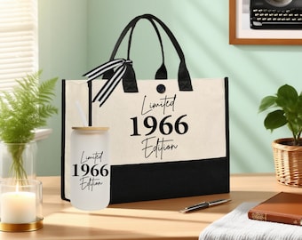 Bolsa de lona de algodón de edición limitada para cumpleaños de 1966, regalo de 59.º cumpleaños para mujer, regalo para fiesta de celebración de 59.º cumpleaños, regalo para abuela.