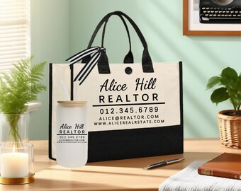 Realtor Tote Bag Personalized Business Tote Bag Custom Real Estate Agent Gift Bulk Business Logo Realtor Swag Real Estate Tote Bag