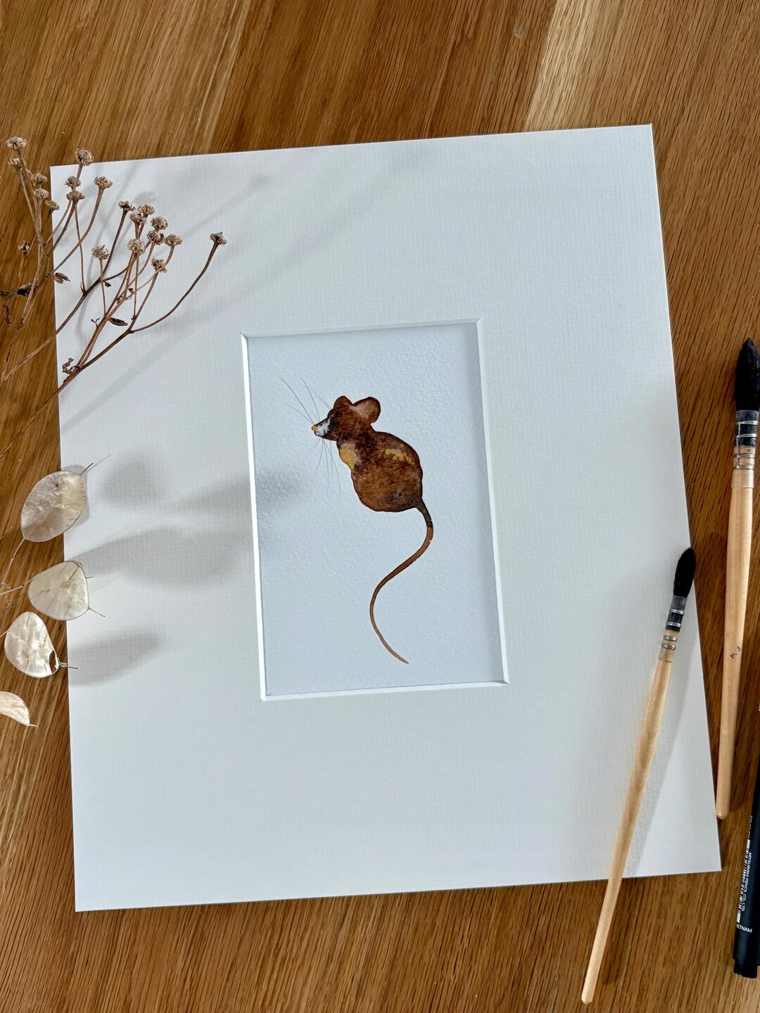 Mouse Playing Ink Original Watercolour Mouse With Gold Ink - Etsy