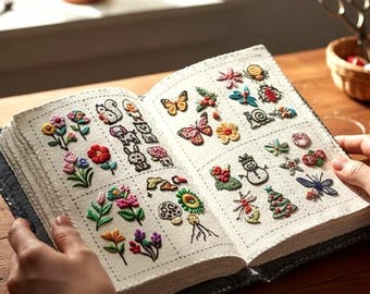 Beginner DIY Embroidery Kit, 200 Patterns, 24 Color Threads, Hoop & Tools, Step-by-Step English Guide